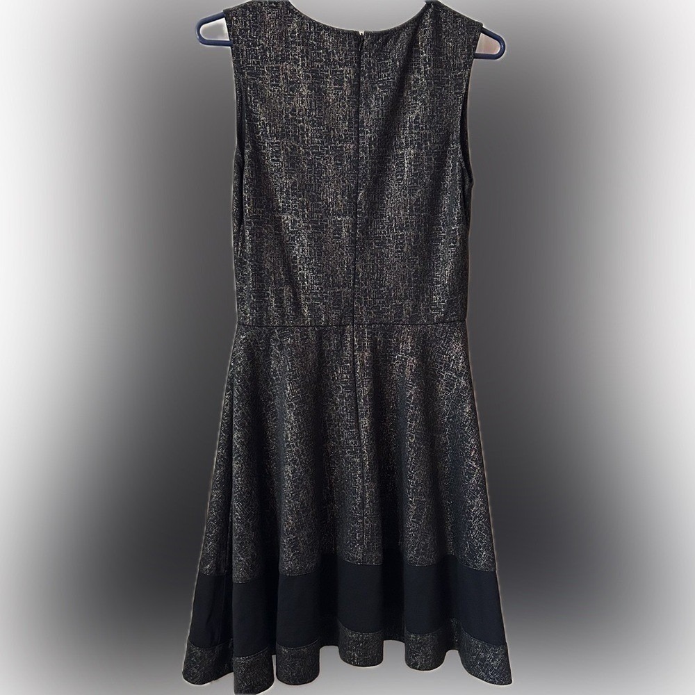 Necessary Objects Metallic Gold Black Fit Flare Dress Sleeveless Party‎ Cocktail - Picture 3 of 7